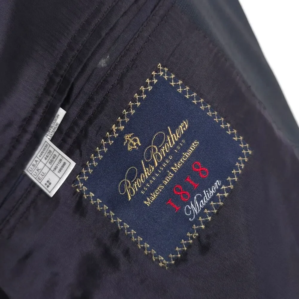 BROOKS‎ BROTHERS 1818 Saxon Wool Blazer 44R Navy Madison Jacket USA Union Made